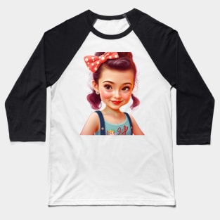 Cute retro girl Baseball T-Shirt